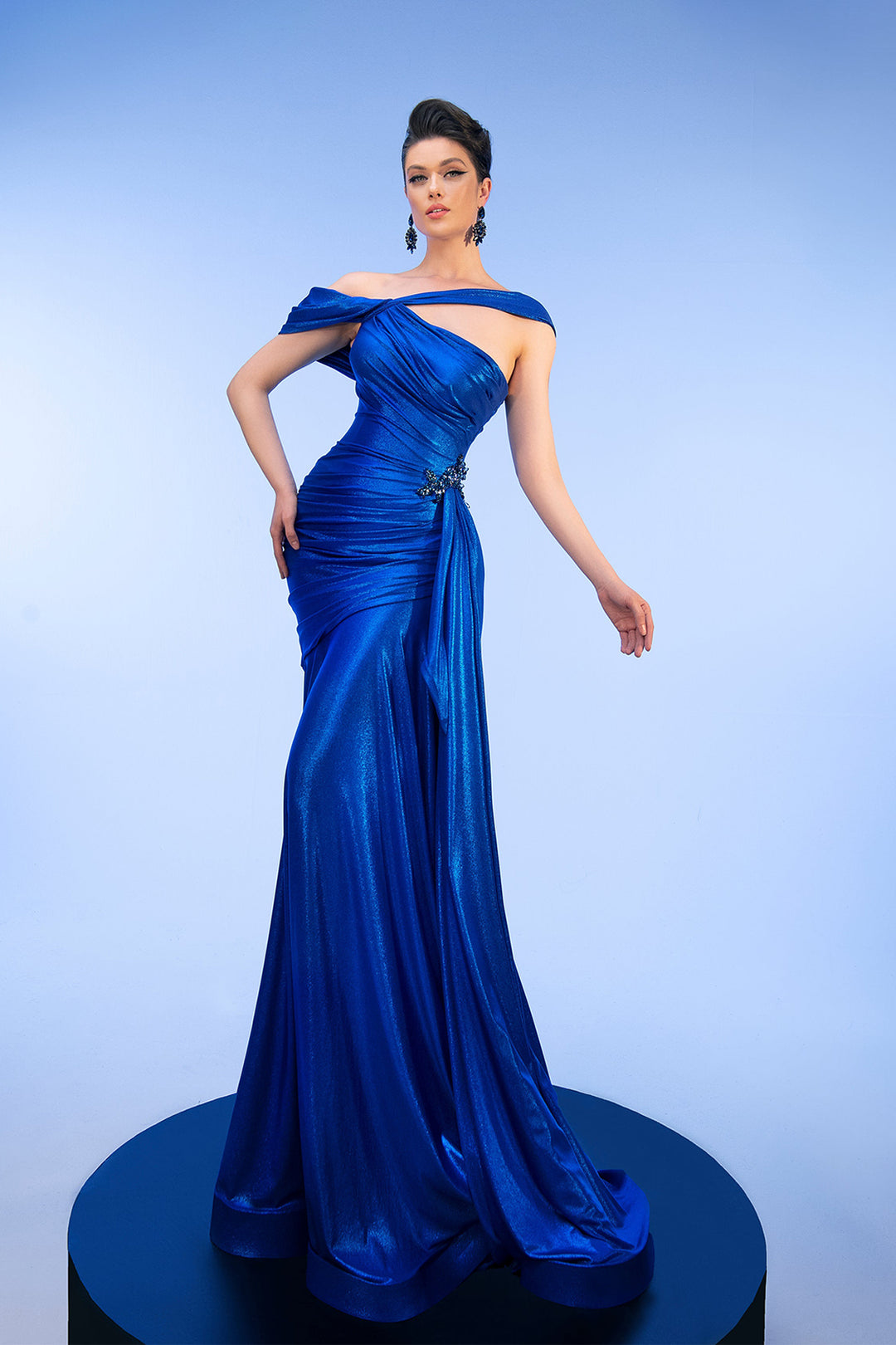 Mermaid Draped Off-The-Shoulder Dress