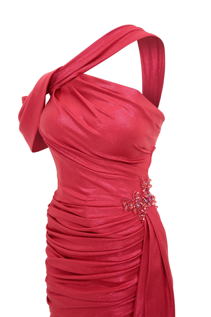 Mermaid Draped Off-The-Shoulder Dress