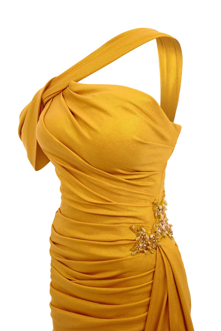 Mermaid Draped Off-The-Shoulder Dress