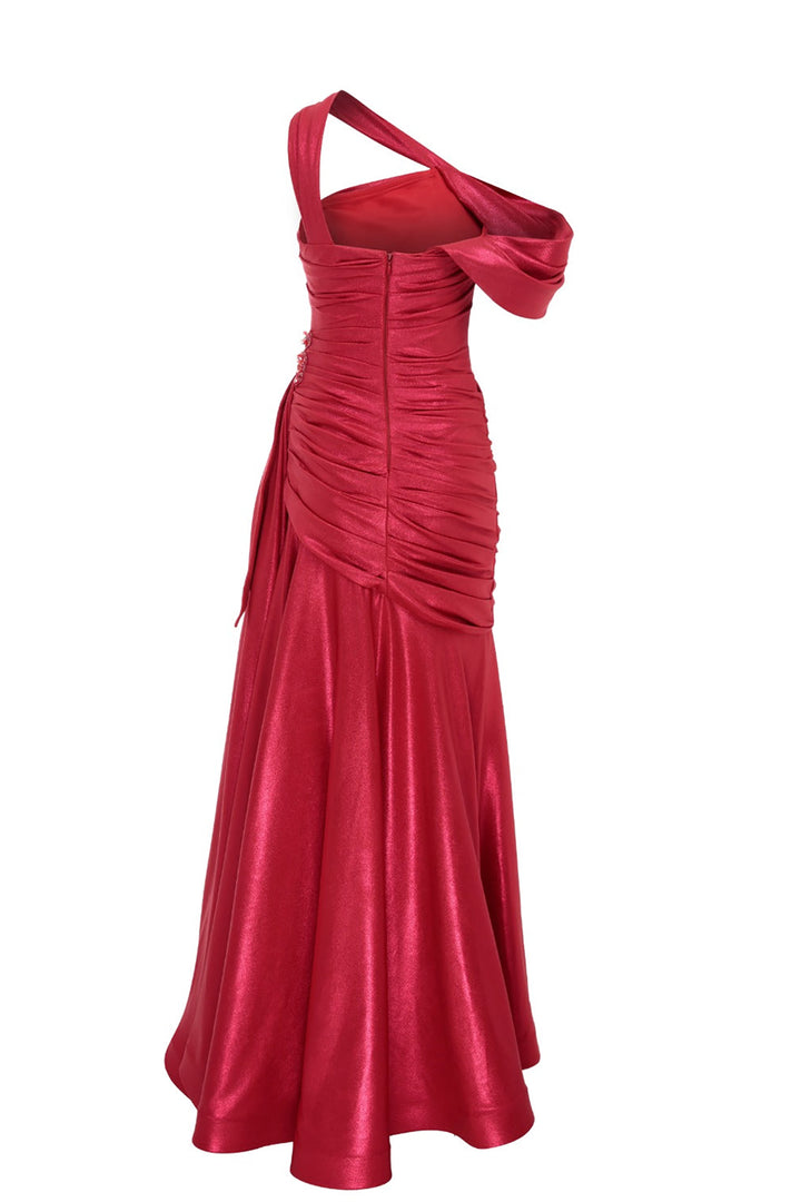 Mermaid Draped Off-The-Shoulder Dress