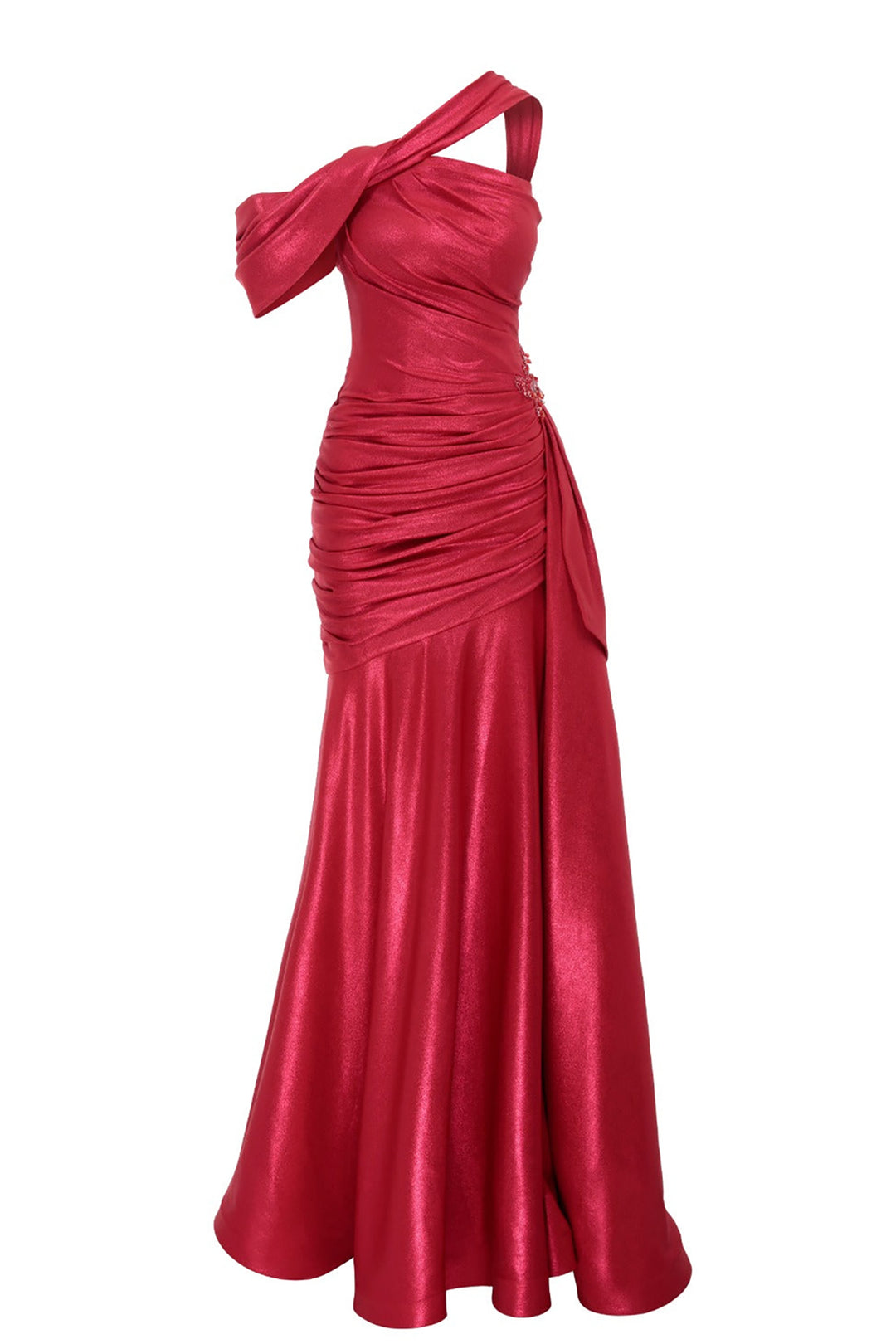 Mermaid Draped Off-The-Shoulder Dress