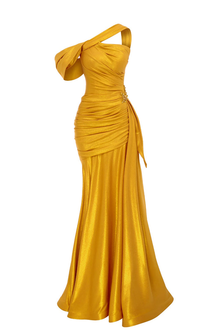 Mermaid Draped Off-The-Shoulder Dress