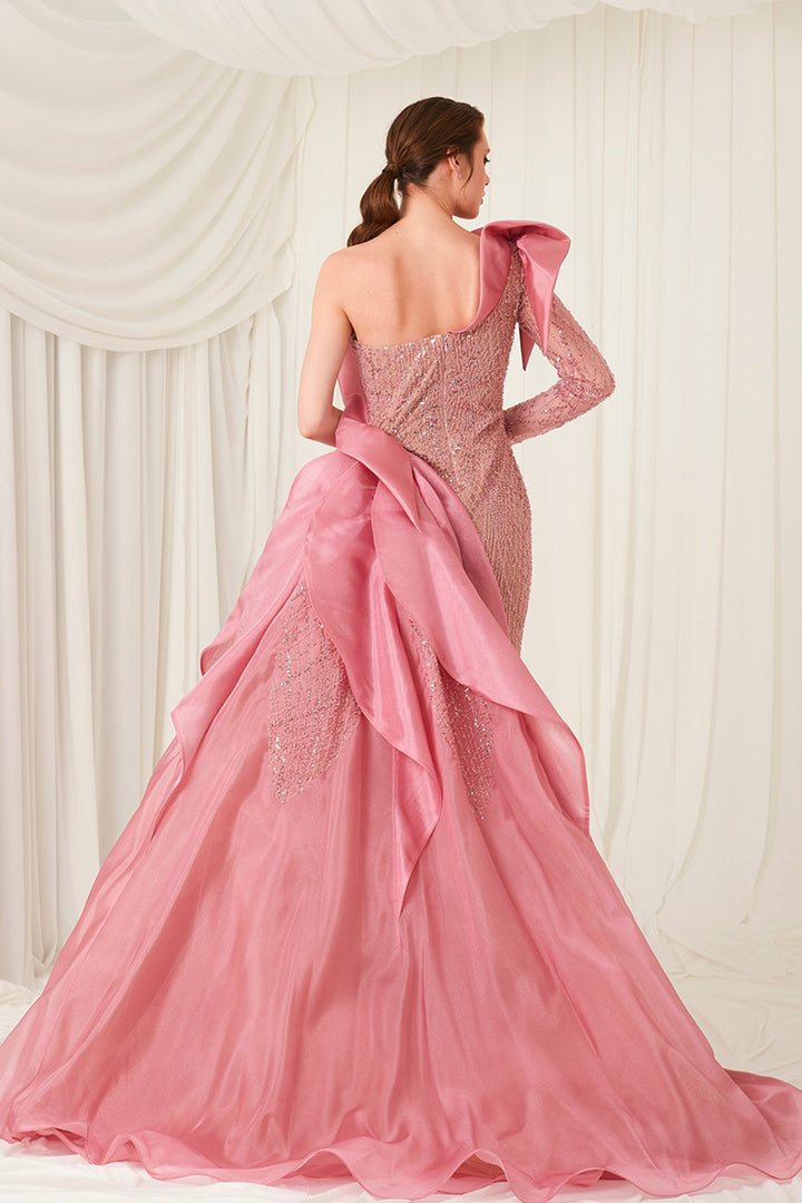 Strapless Asymmetrical Embroidered Dress