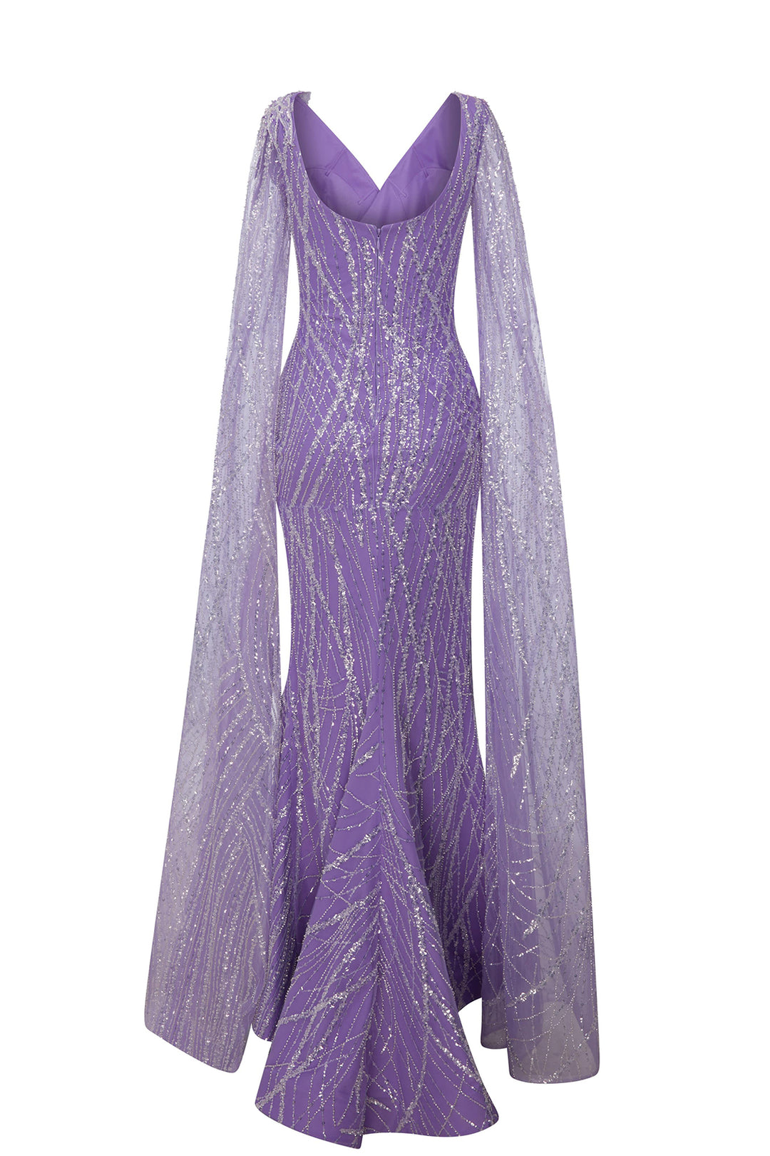 Mermaid Dress with Beaded Cape Sleeves