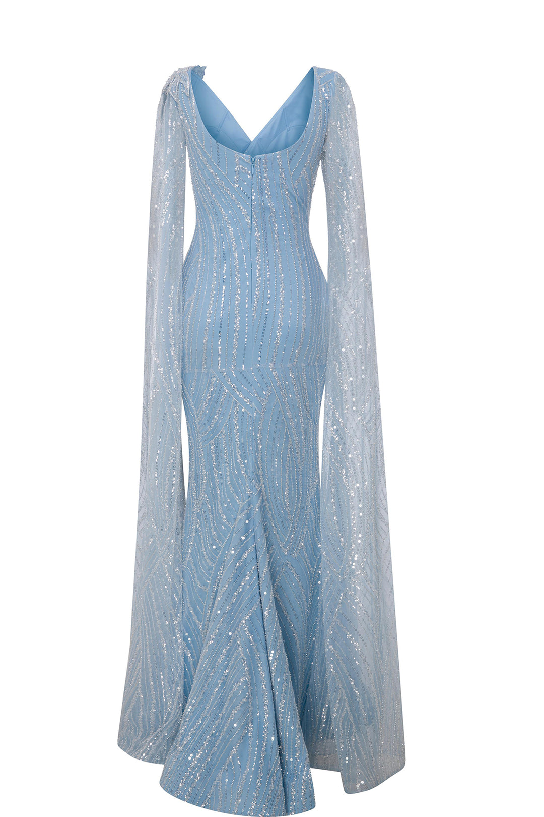 Mermaid Dress with Beaded Cape Sleeves