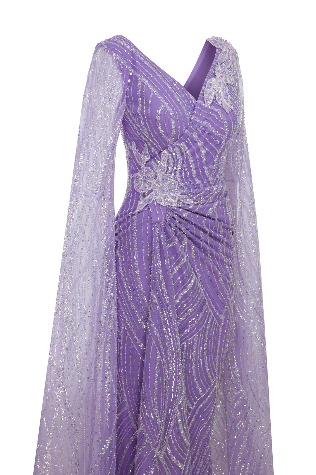 Mermaid Dress with Beaded Cape Sleeves