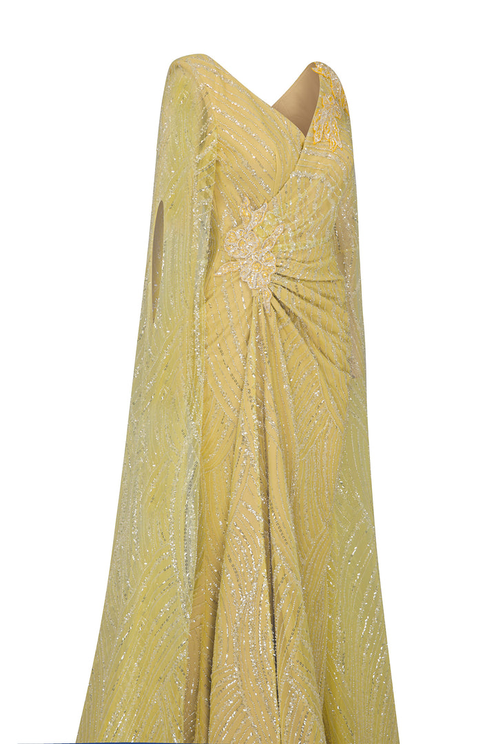 Mermaid Dress with Beaded Cape Sleeves