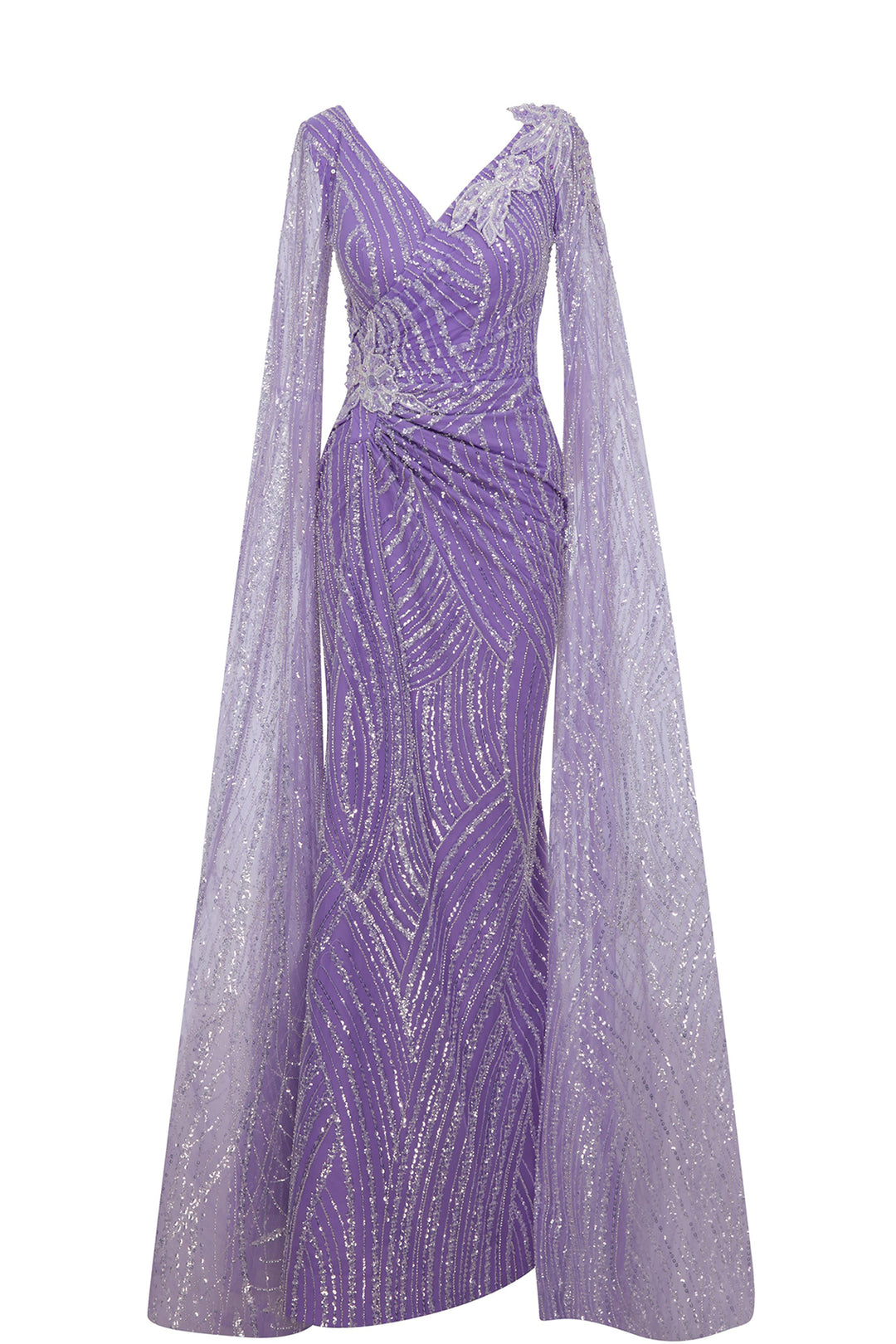 Mermaid Dress with Beaded Cape Sleeves