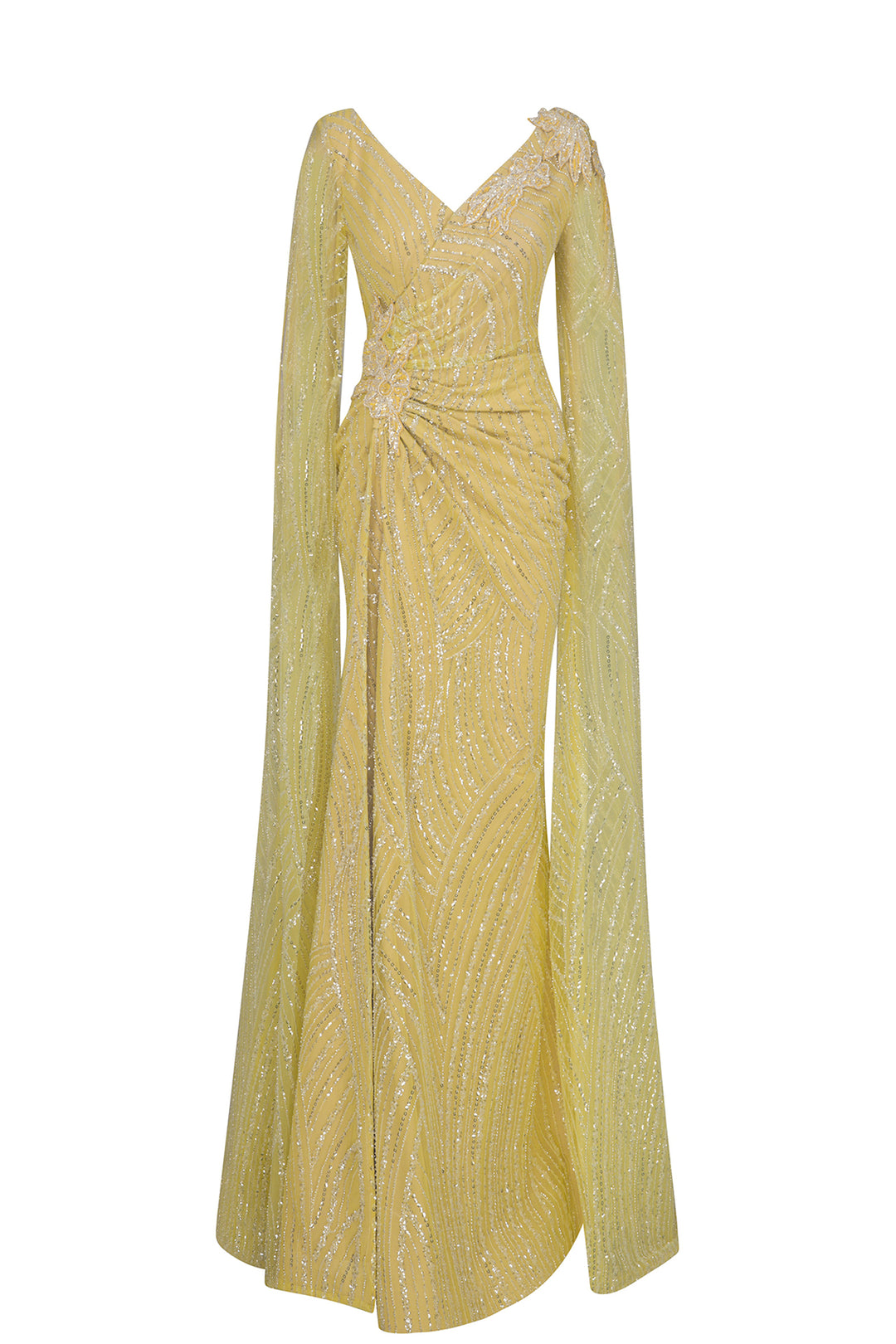 Mermaid Dress with Beaded Cape Sleeves