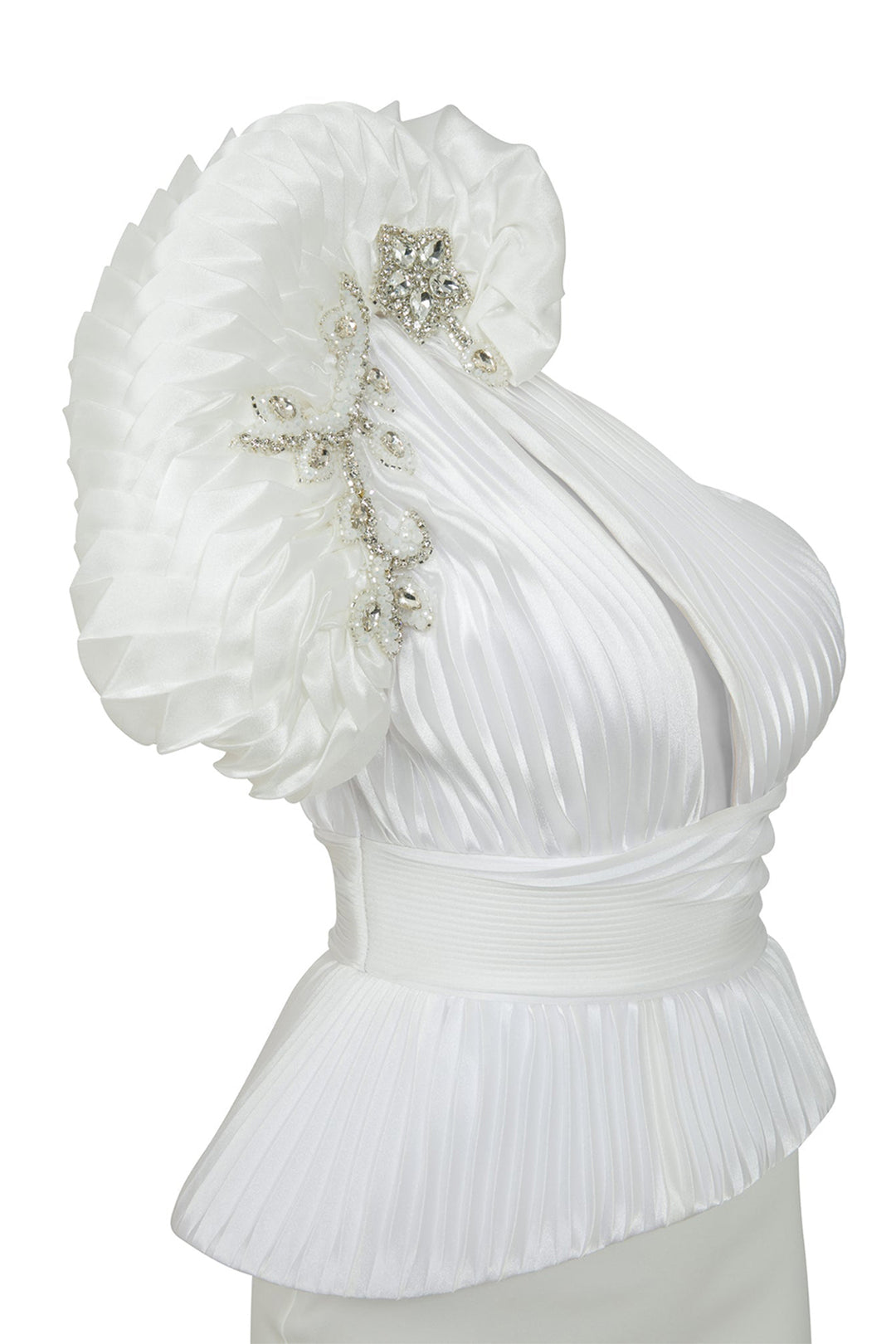 Tafta And Organza Asymmetrical Neckline Dress