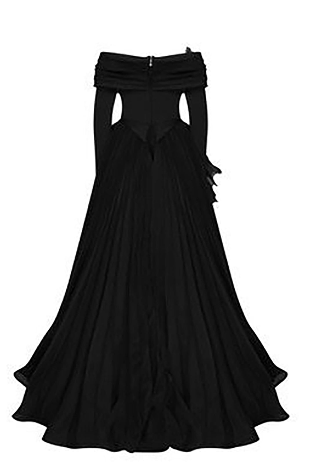 Crepe-Organza Dress Draped Bust And Tail