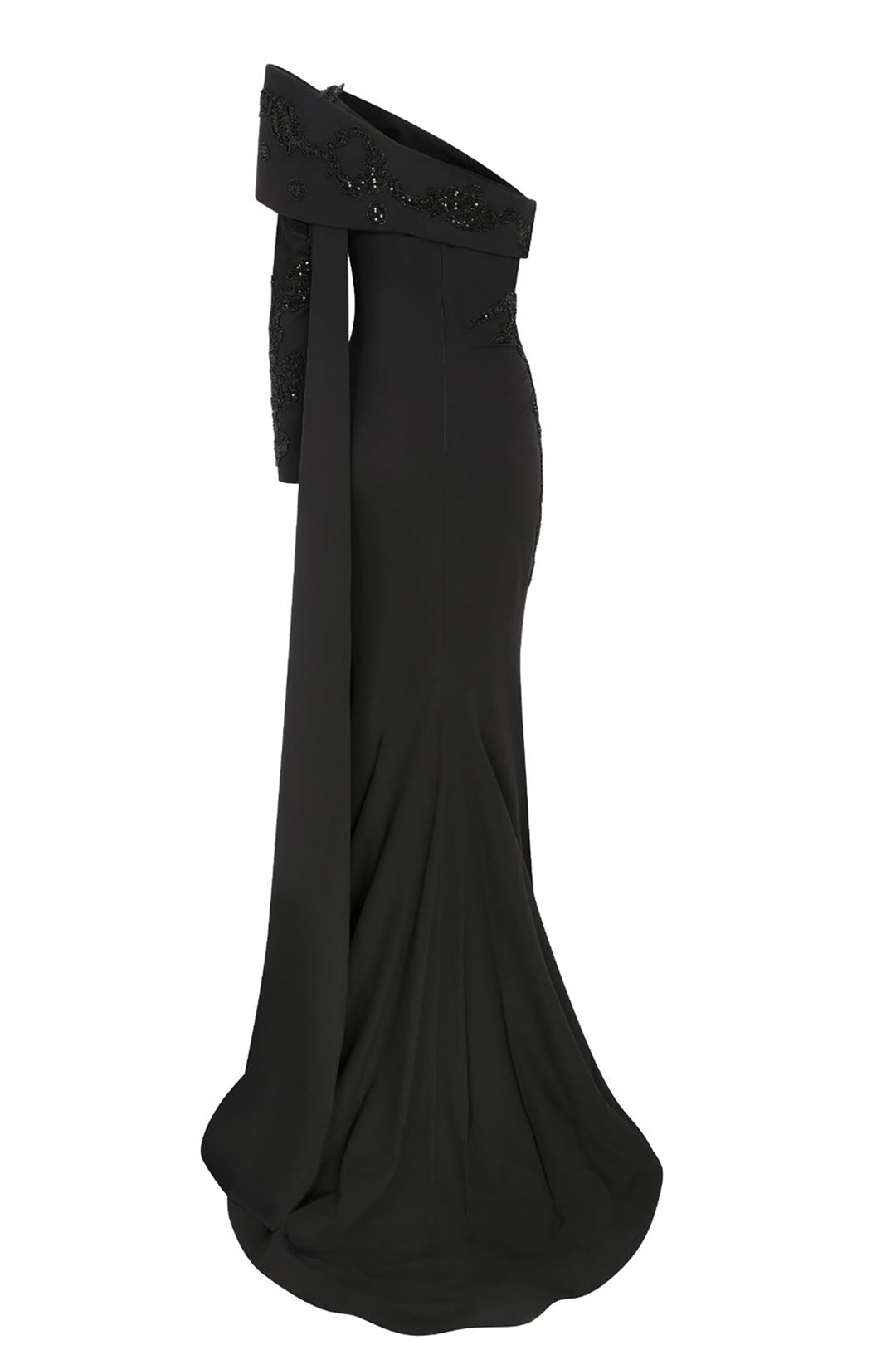 Crepe Beading Dress Draped Bust