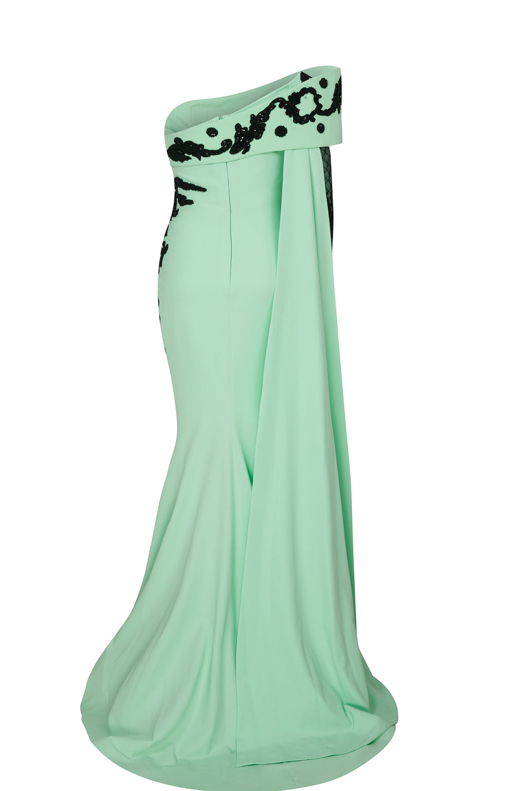 Crepe Beading Dress Draped Bust