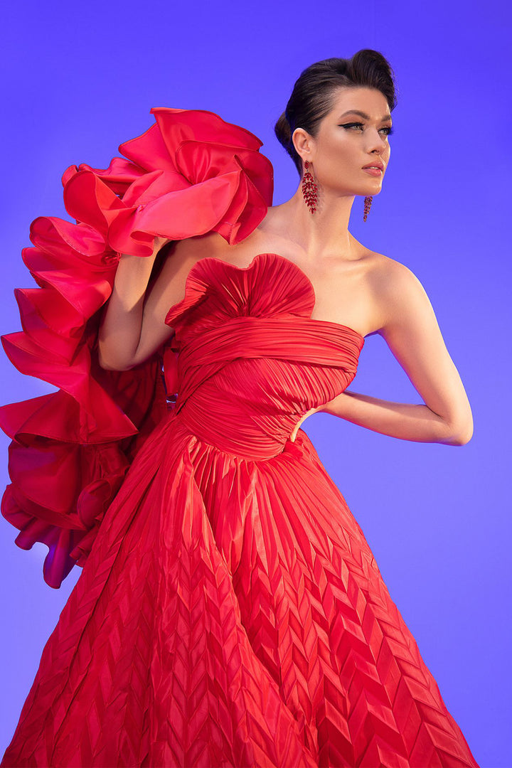 A-line Dress Strapless with Draped Bust