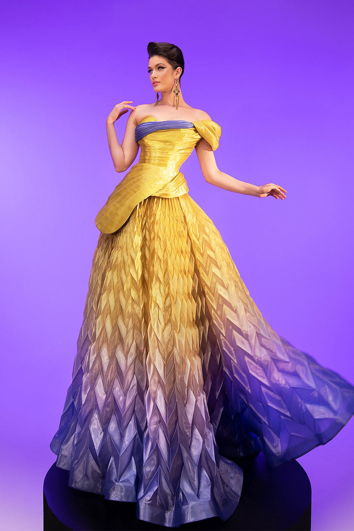 Chantagne Strapless Corset with Plissé Skirt