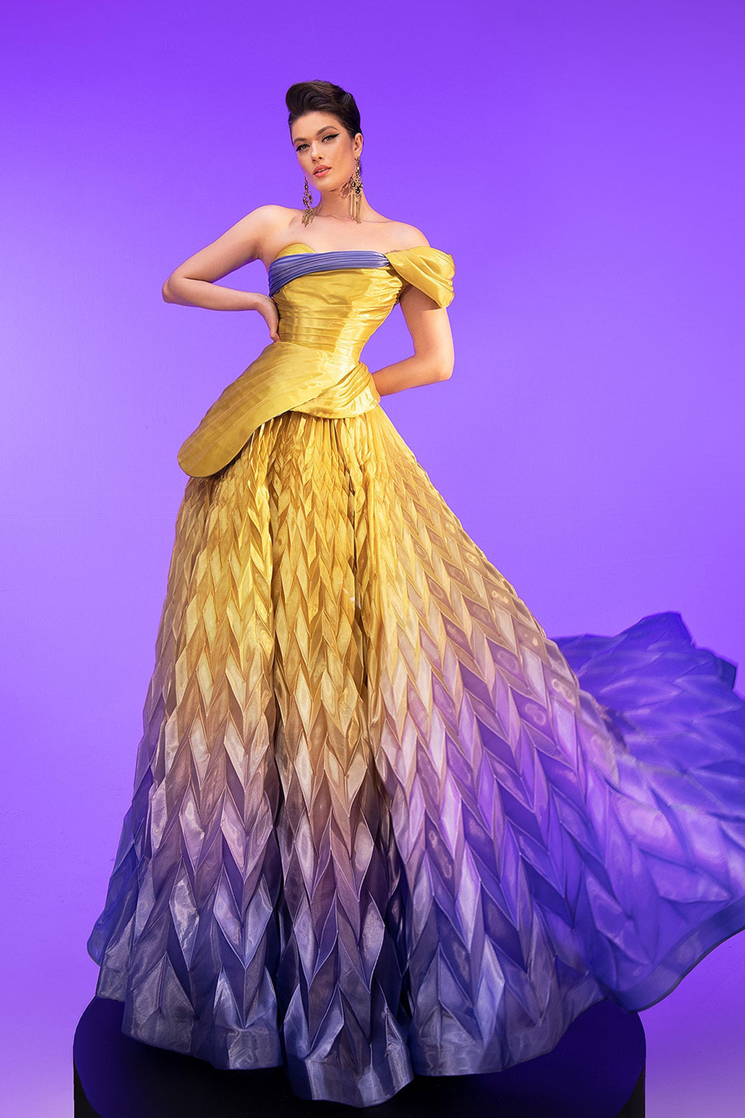 Chantagne Strapless Corset with Plissé Skirt