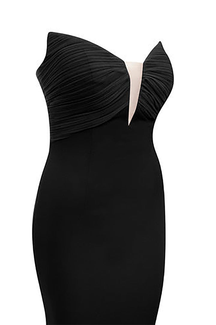 Crepe And Organza Strapless V-Neckline Cape