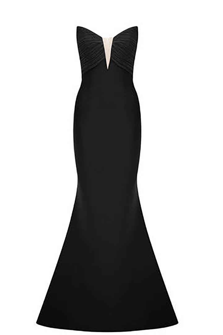 Crepe And Organza Strapless V-Neckline Cape