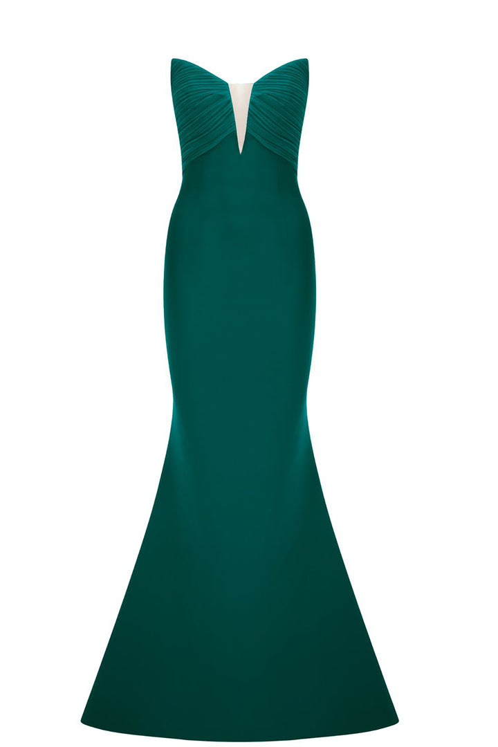 Crepe And Organza Strapless V-Neckline Cape