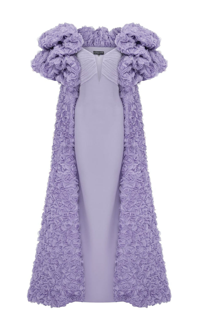 Crepe And Organza Strapless V-Neckline Cape