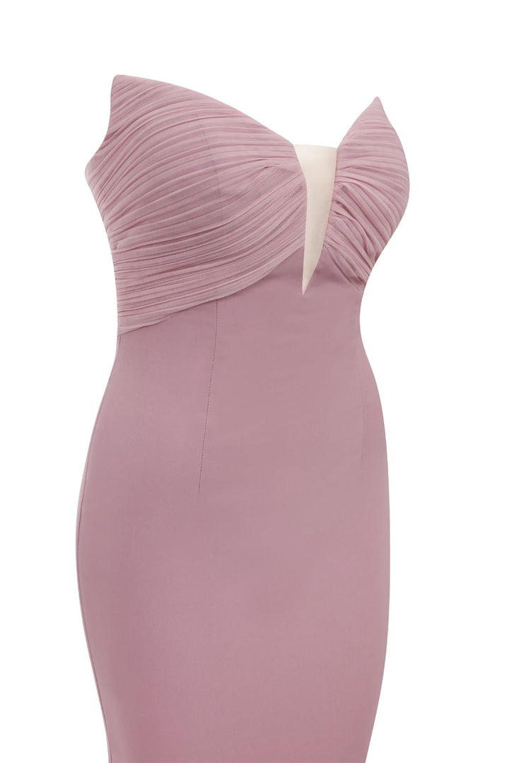 Crepe And Organza Strapless V-Neckline Cape