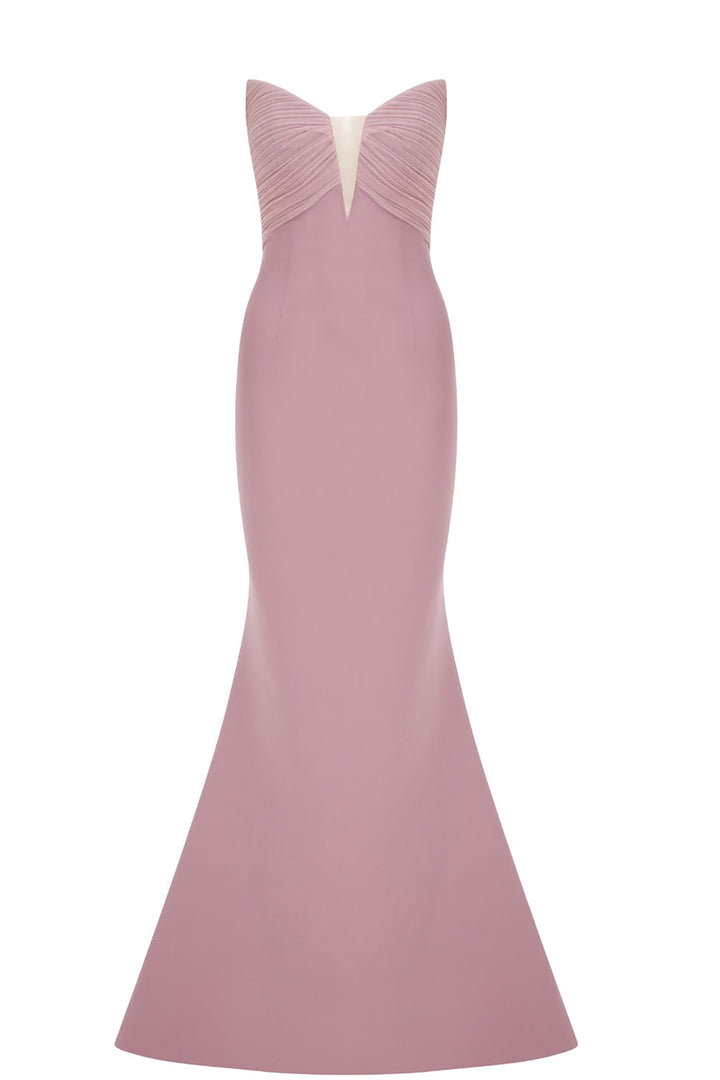 Crepe And Organza Strapless V-Neckline Cape