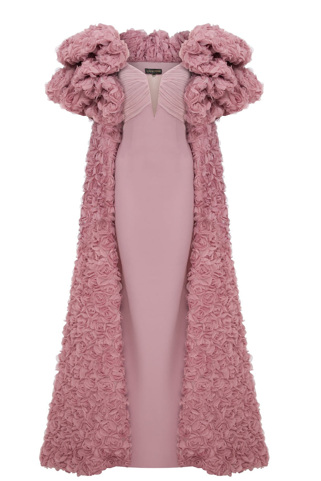 Crepe And Organza Strapless V-Neckline Cape