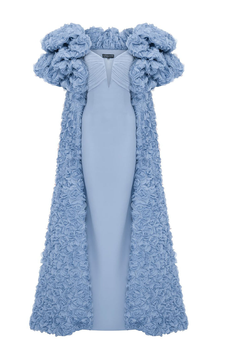 Crepe And Organza Strapless V-Neckline Cape