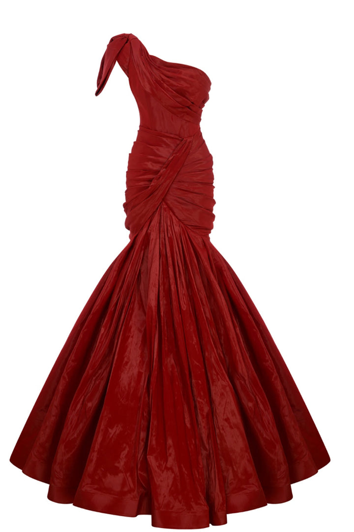 Mermaid Tafta Dress with Shoulder Embellishments