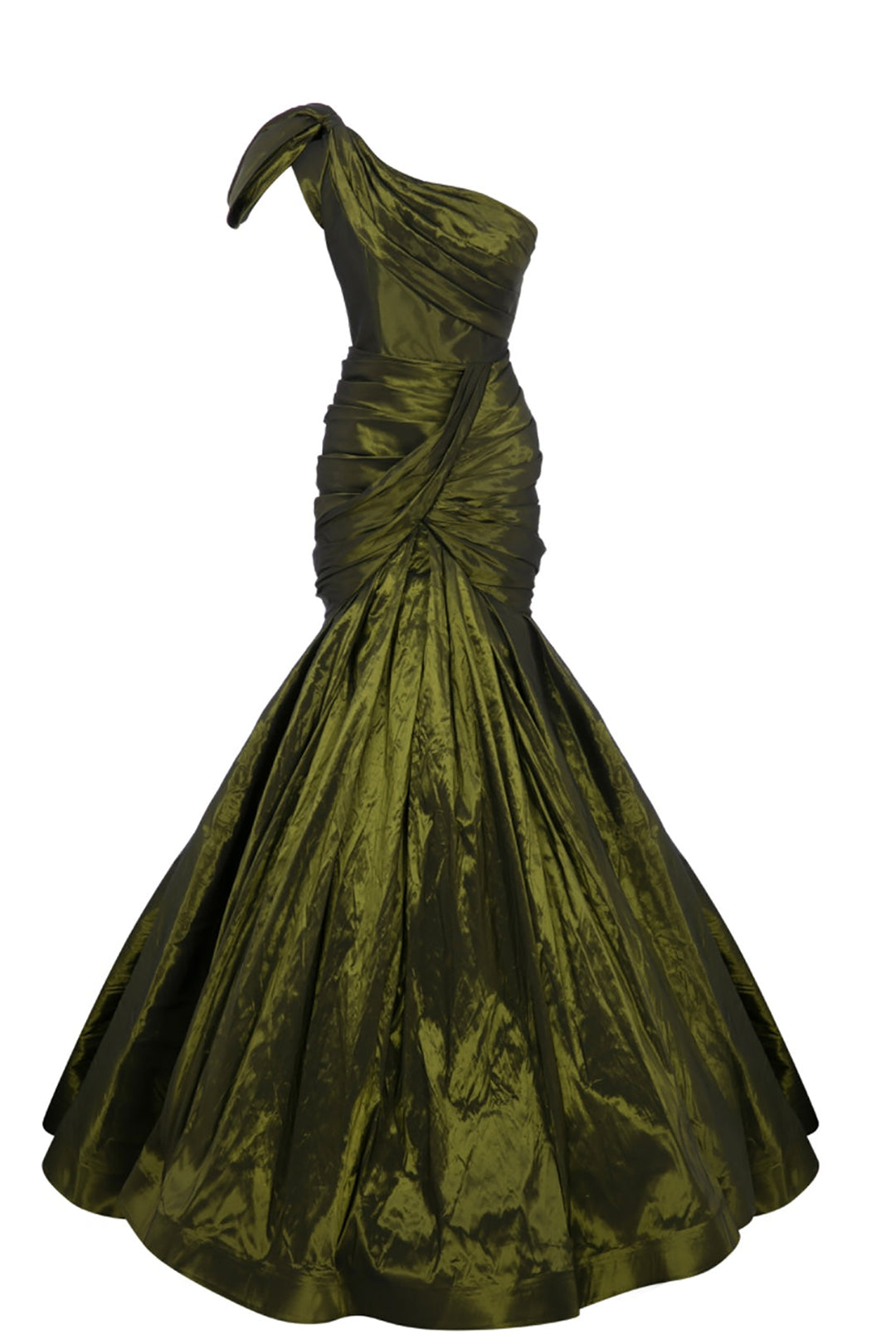 Mermaid Tafta Dress with Shoulder Embellishments