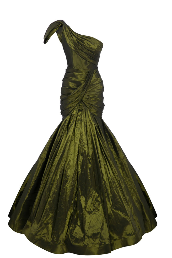 Mermaid Tafta Dress with Shoulder Embellishments