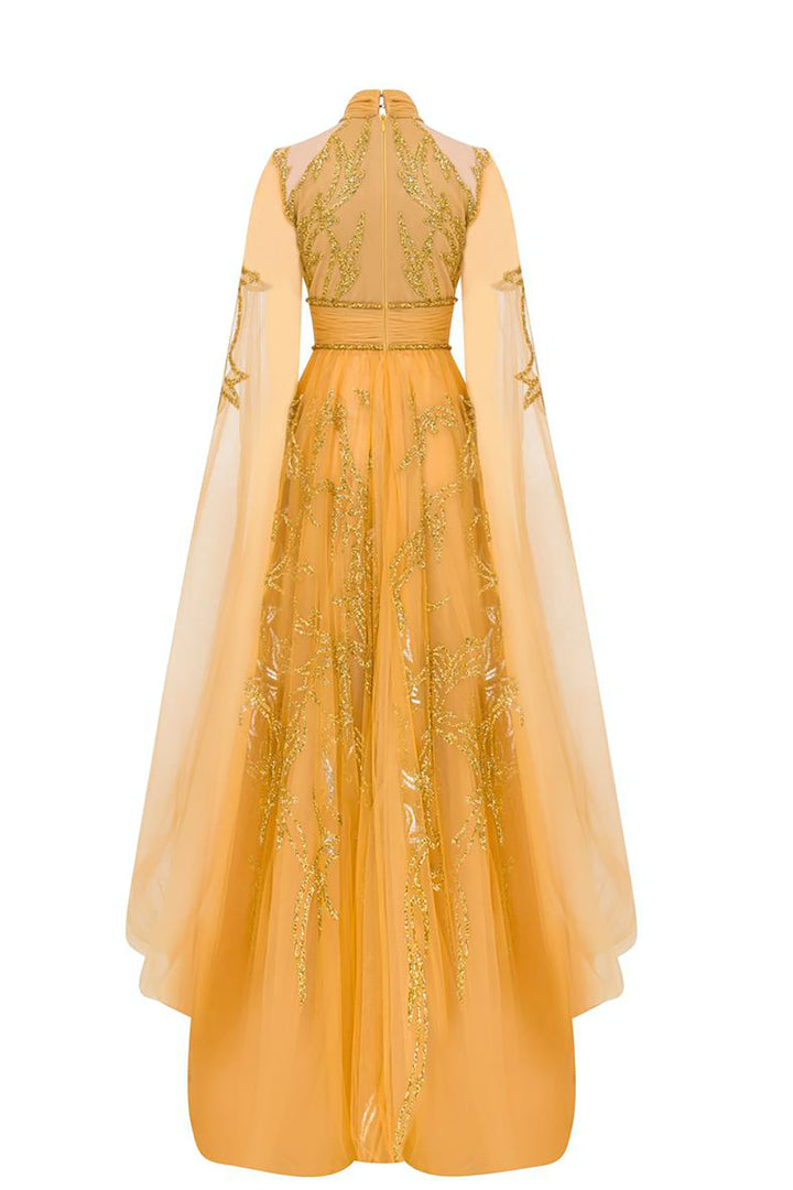 Grecian Embroidered Olive Dress