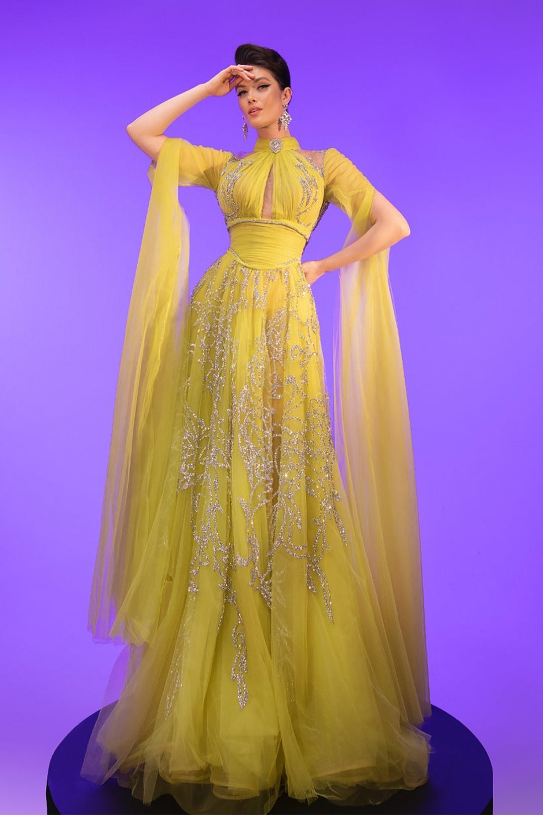 Grecian Embroidered Olive Dress