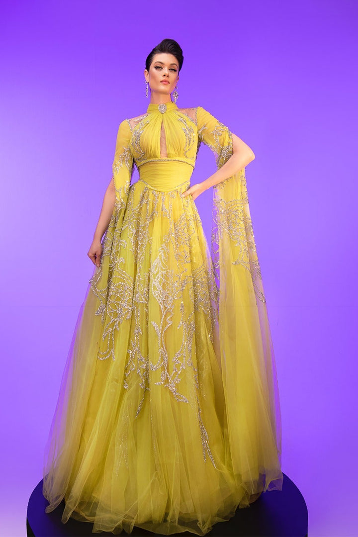 Grecian Embroidered Olive Dress