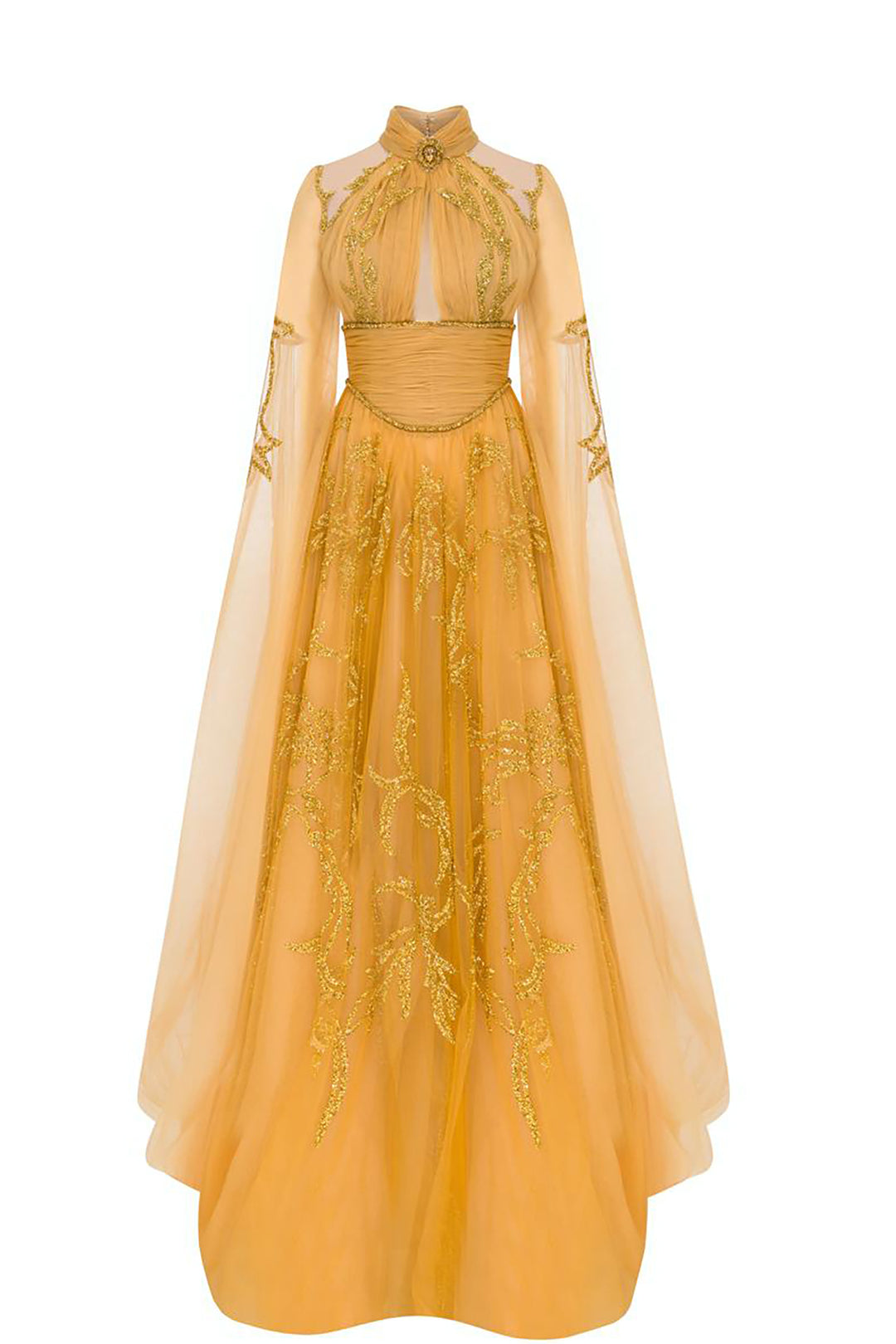 Grecian Embroidered Olive Dress