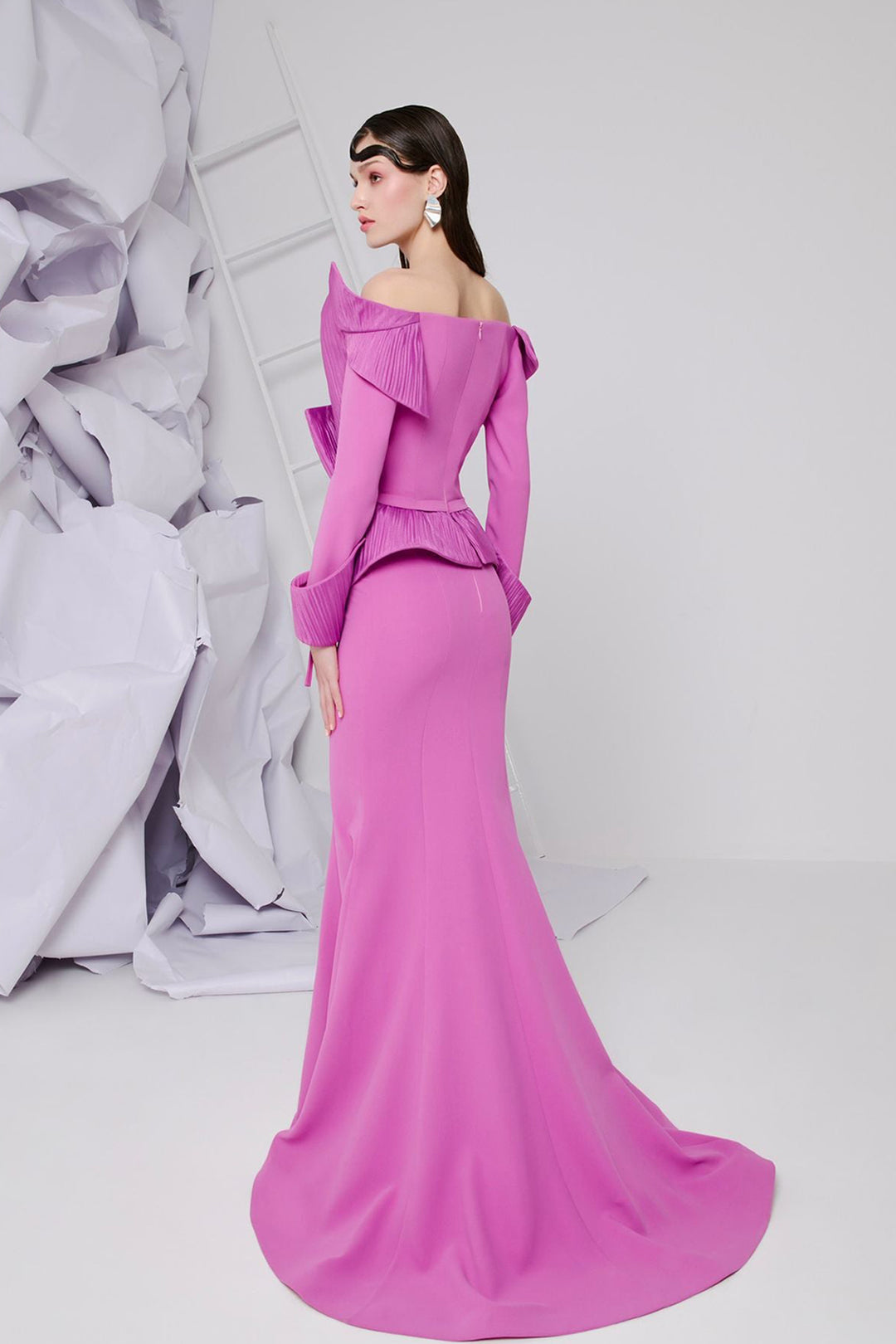 Crepe Dress with Draped Details