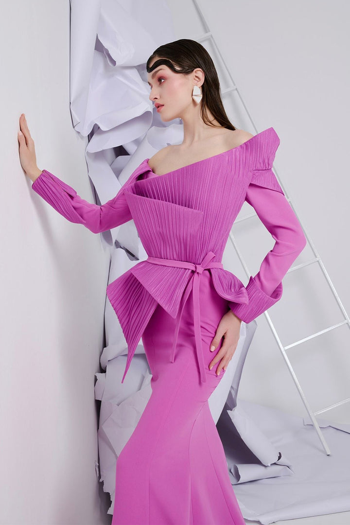 Crepe Dress with Draped Details