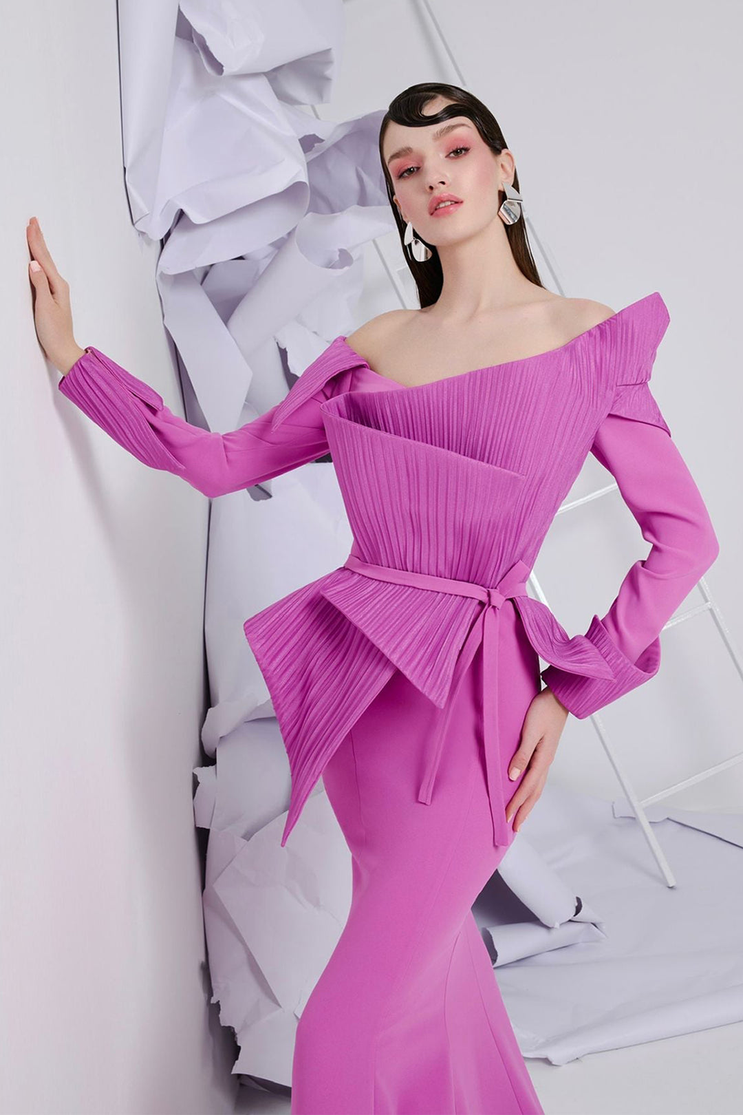 Crepe Dress with Draped Details