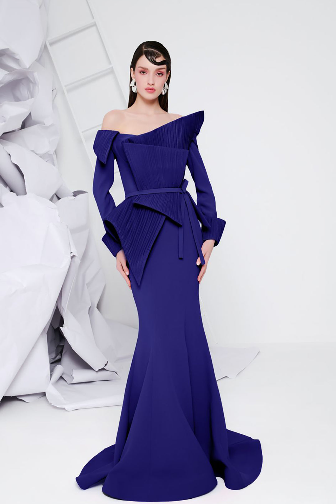 Crepe Dress with Draped Details