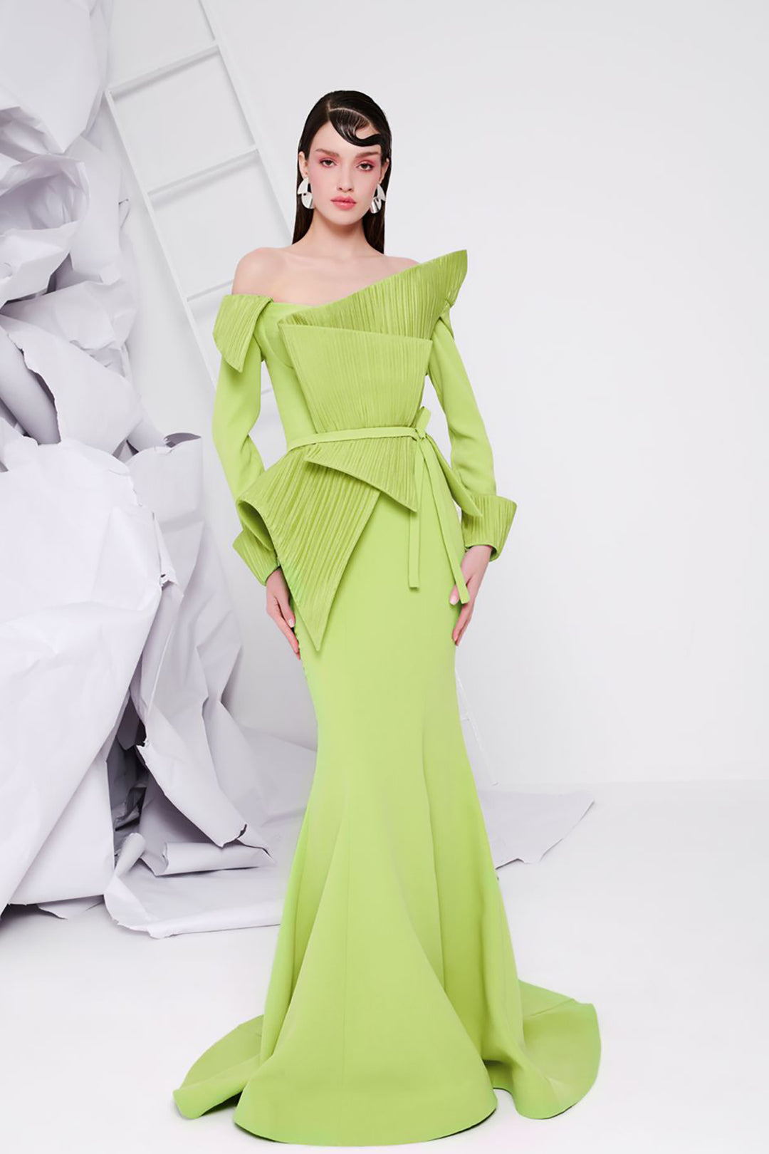 Crepe Dress with Draped Details