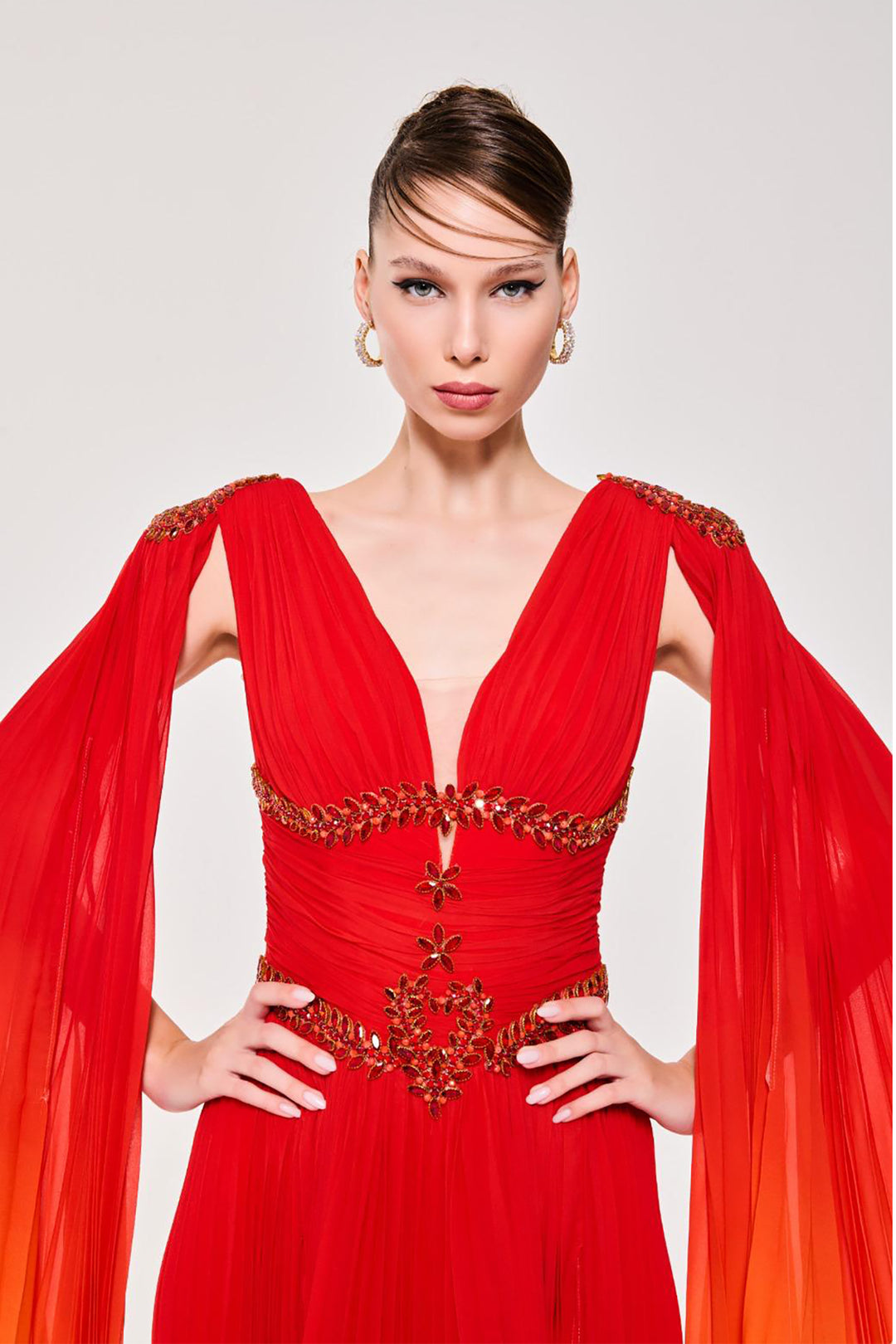 V-Neckline Dress with Corseted Silhouette