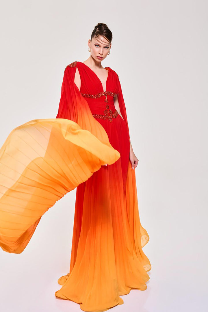 V-Neckline Dress with Corseted Silhouette