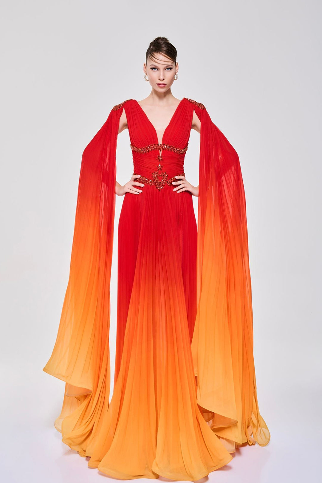 V-Neckline Dress with Corseted Silhouette