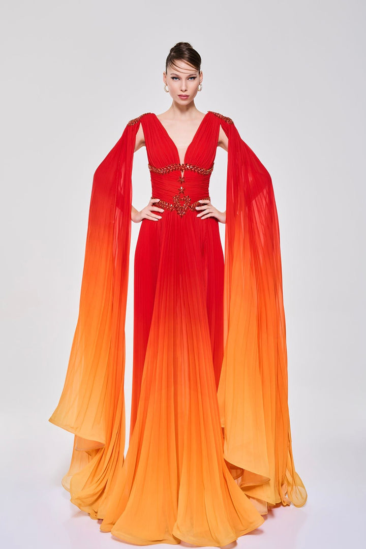 V-Neckline Dress with Corseted Silhouette