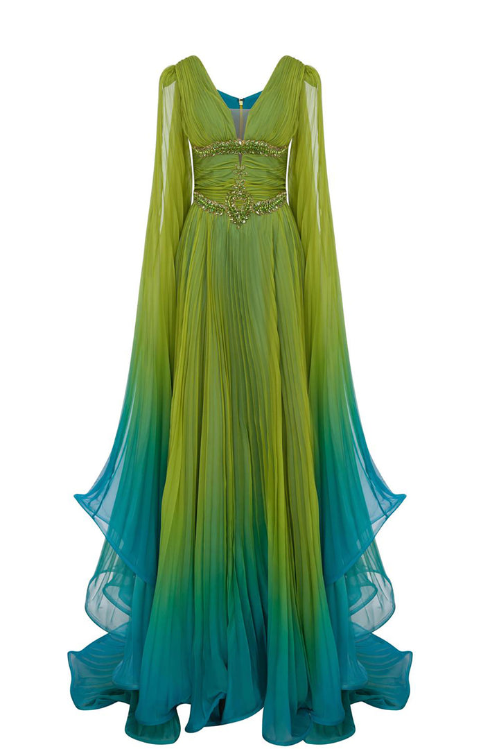 V-Neckline Dress with Corseted Silhouette