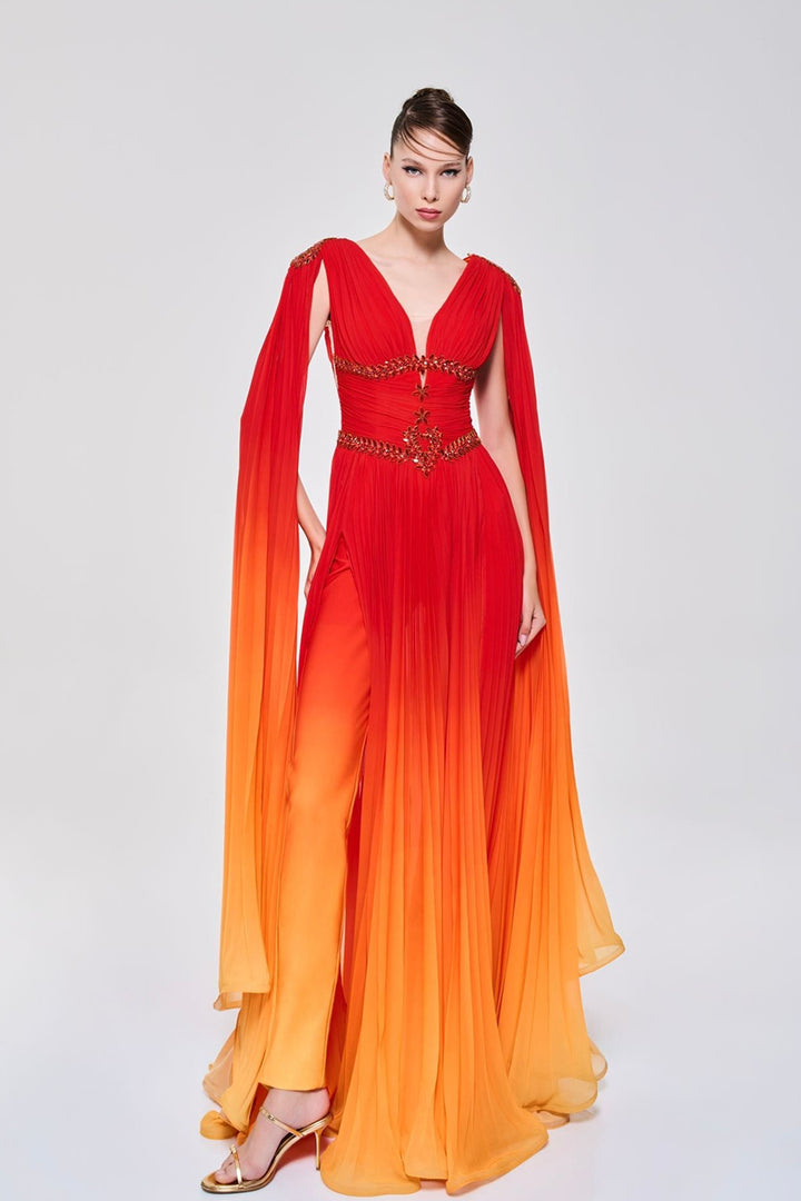 V-Neckline Dress with Corseted Silhouette