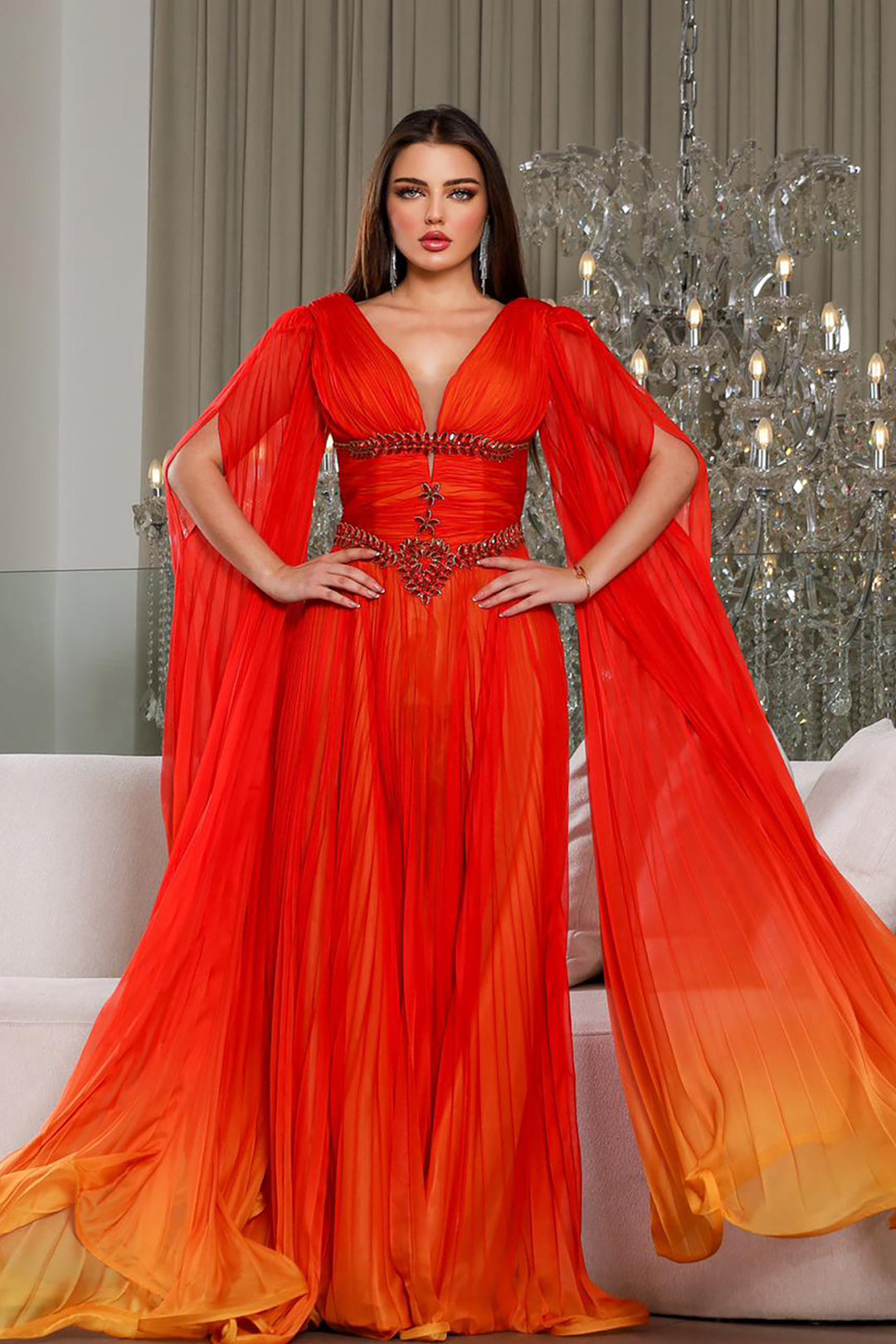 V-Neckline Dress with Corseted Silhouette