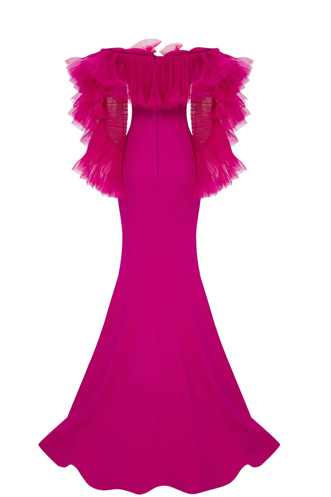 Crepe-Chiffon Mermaid Dress with Draped Embellishments