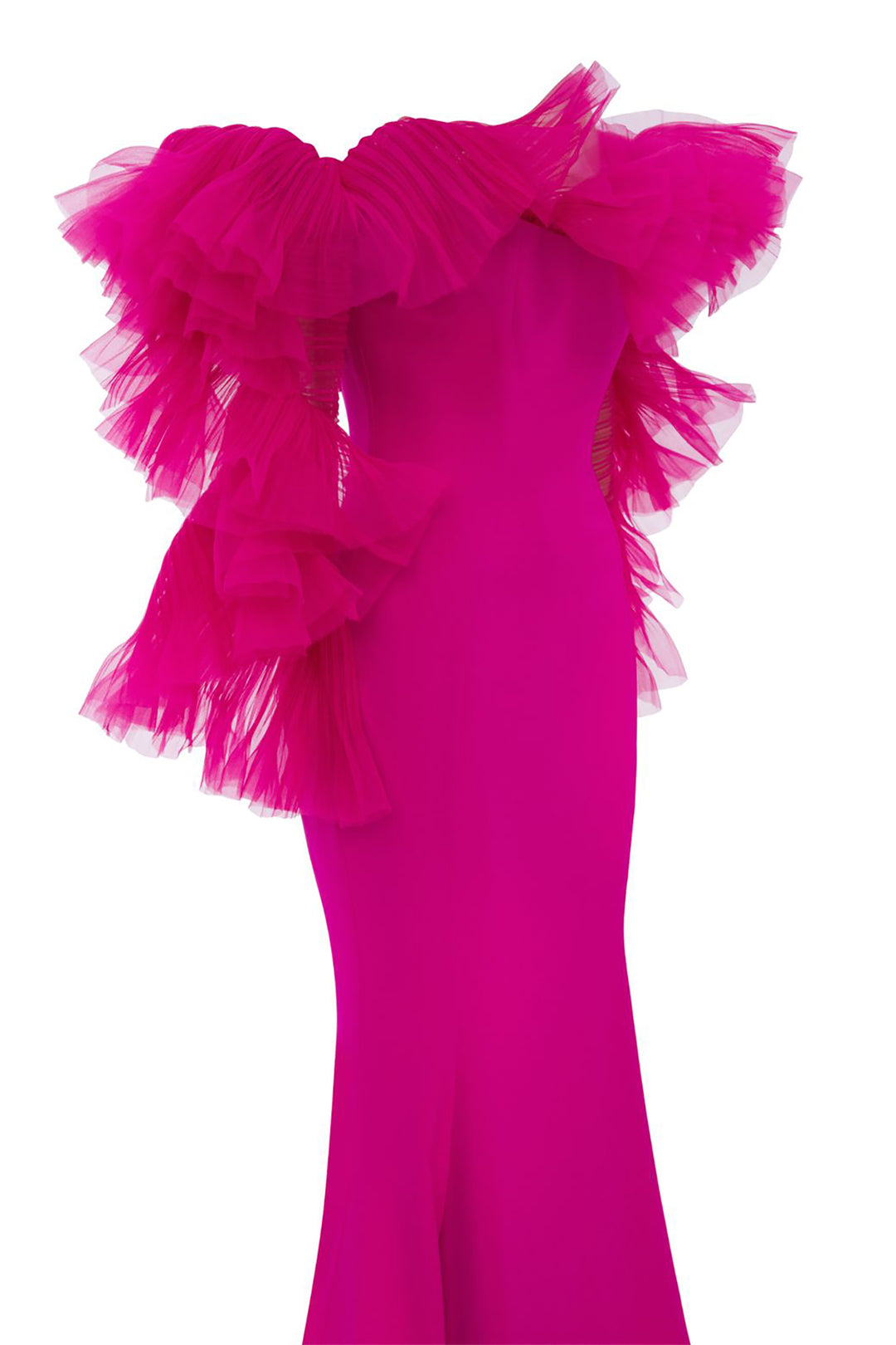 Crepe-Chiffon Mermaid Dress with Draped Embellishments