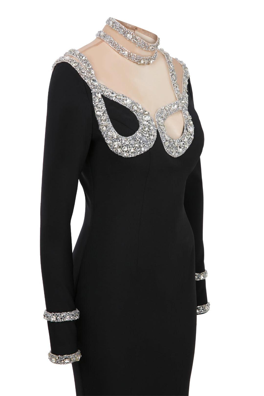 Asymmetrical Crepe Dress with Tassels